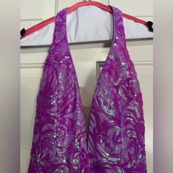 Rachel Allan Lilac Sequin Gown - Picture 3 of 11